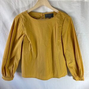 Anthropologie Sunday In Brooklyn Mustard Yellow Balloon Sleeve Blouse Sz XS